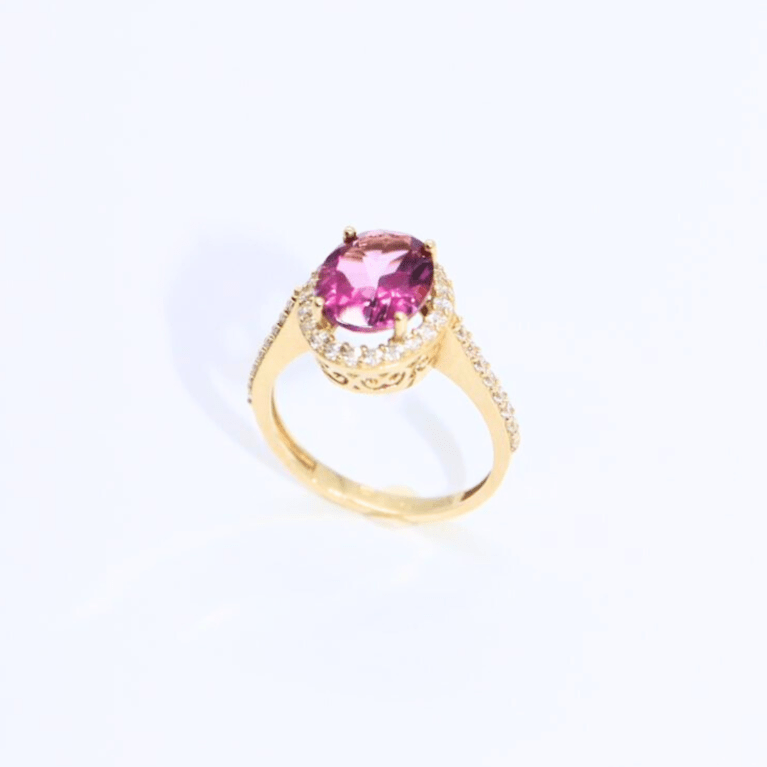 Inel "Pink Aurora" din Aur Galben 14k Mărimea 14