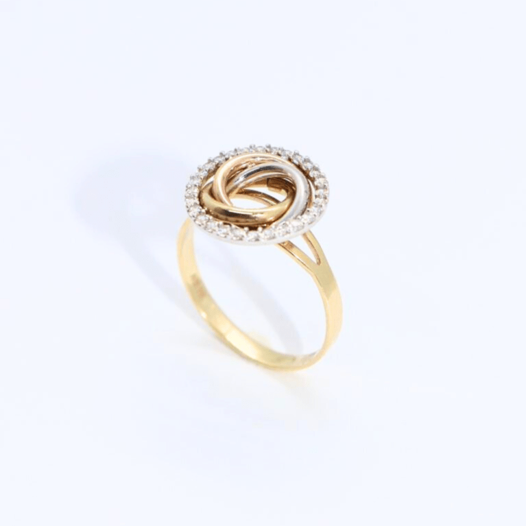 Inel "Trinity Glow" din Aur Mixt 14k Mărimea 14