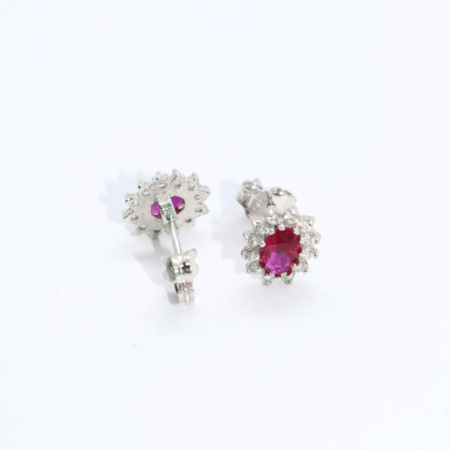 Cercei "Scarlet Elegance" din Aur Alb 14k
