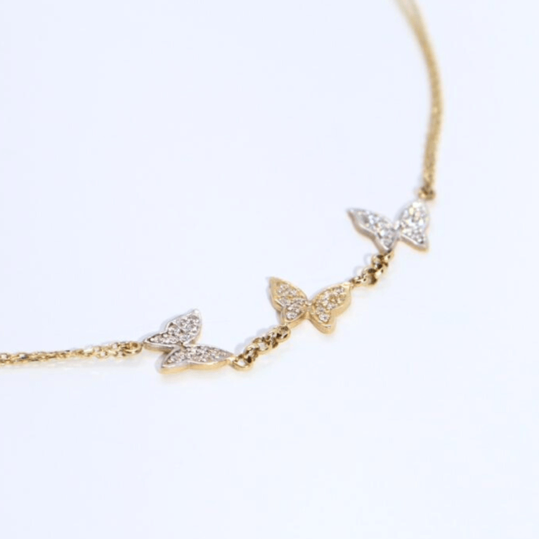 Brățară "Butterfly Elegance" din Aur Galben și Alb 14k Mărimea 19