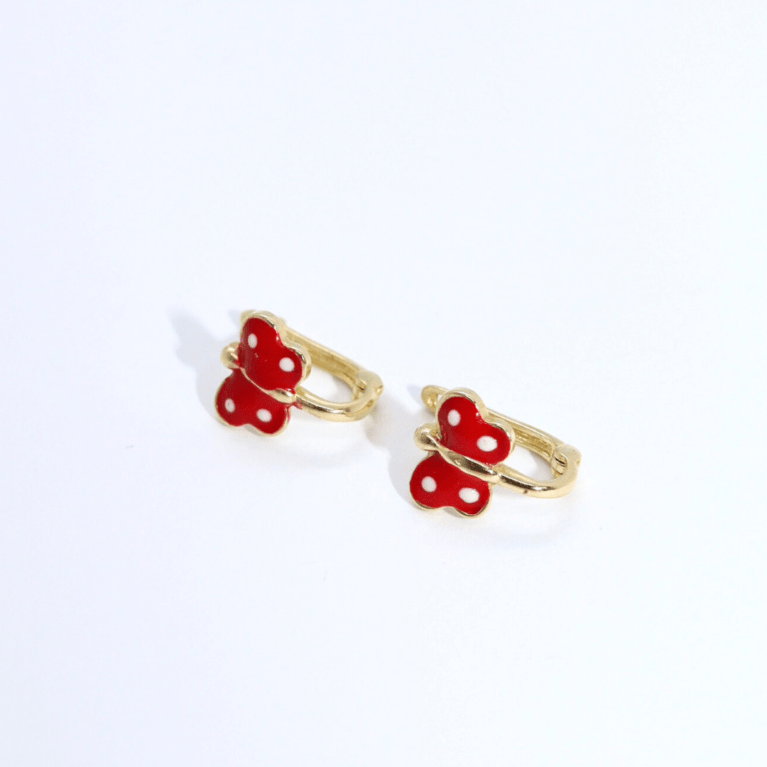 Cercei „Red Butterfly Charm” din Aur Galben 14k