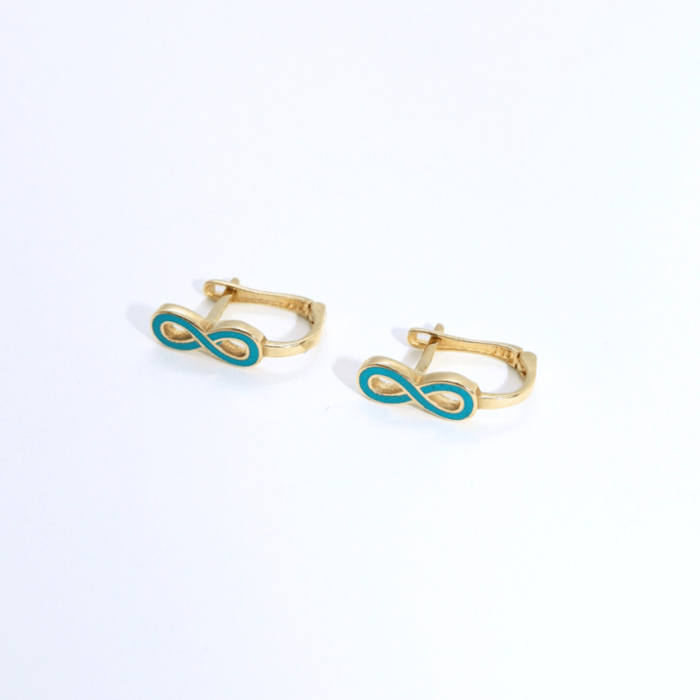 Cercei „Infinity Charm” din Aur Galben 14k