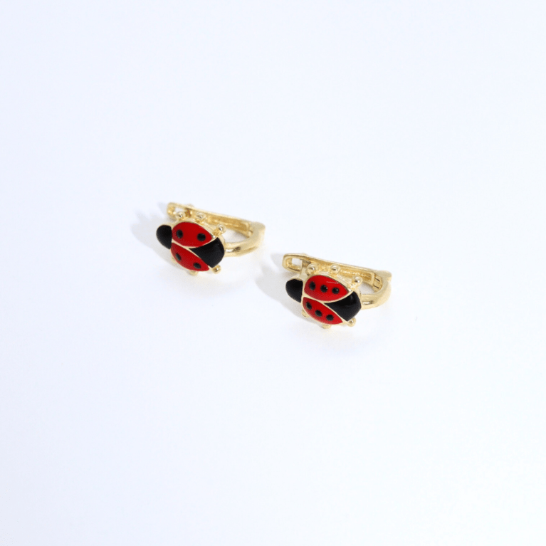 Cercei „Ladybug Joy” din Aur Galben 14k
