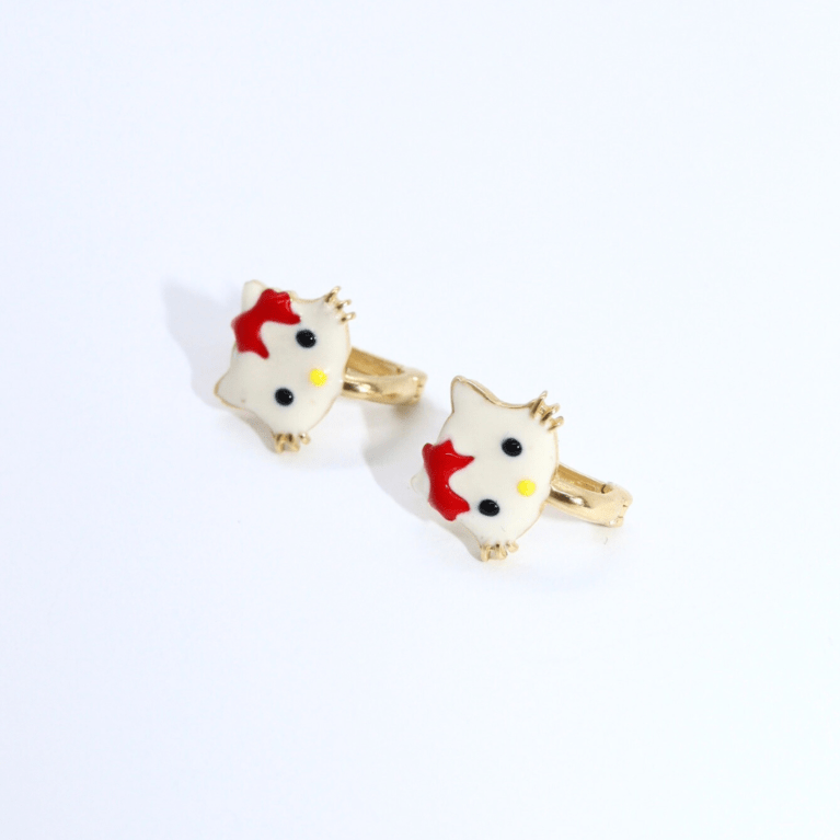 Cercei „Hello Kitty – Red Bow” din Aur Galben 14k