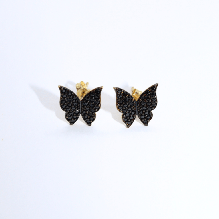 Cercei „Butterfly Noir” din Aur Galben 14k